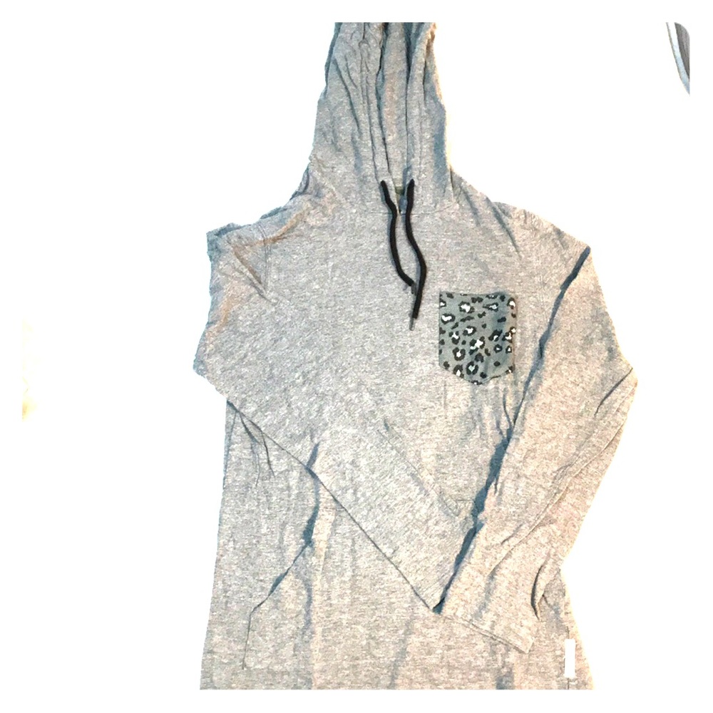 Lightweight Sweatershirt w/ Cheetah Pocket Accent